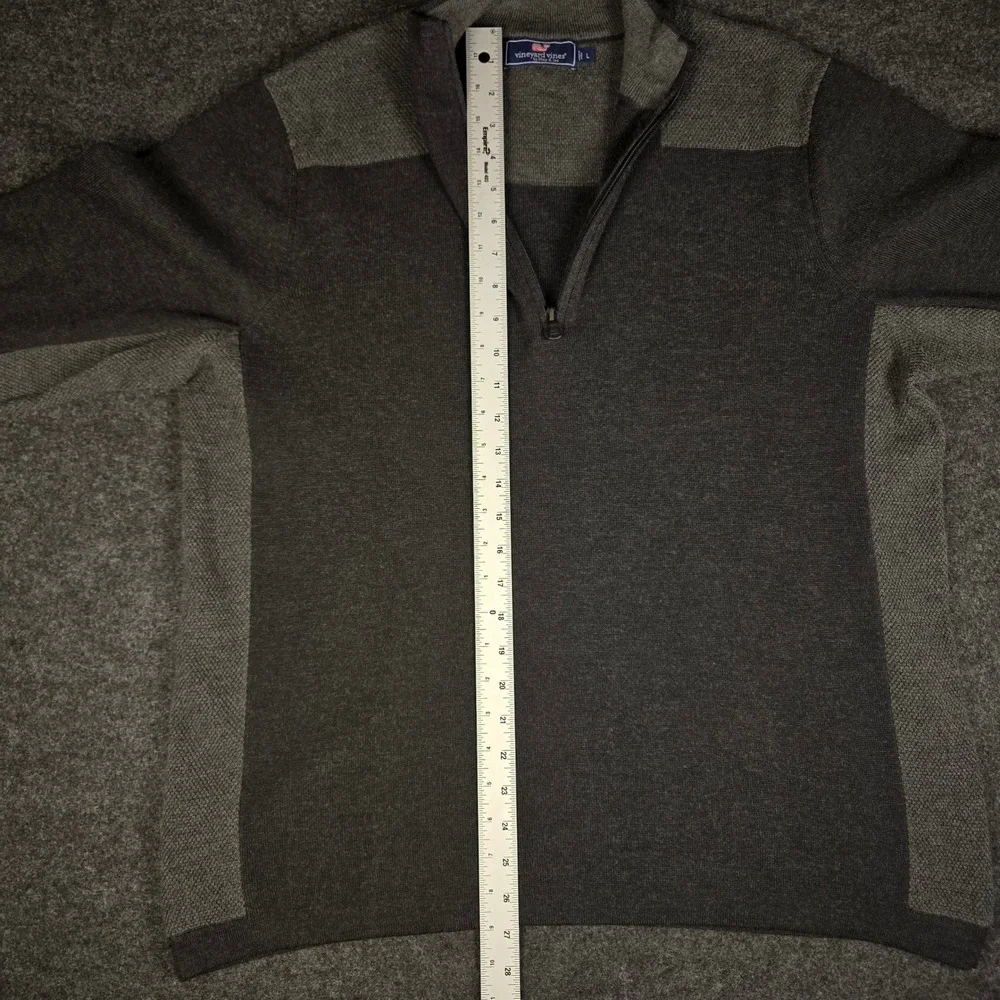 Vineyard Vines Men's Gray Quarter Zip Pullover Merino Wool Sweater Preppy Size L